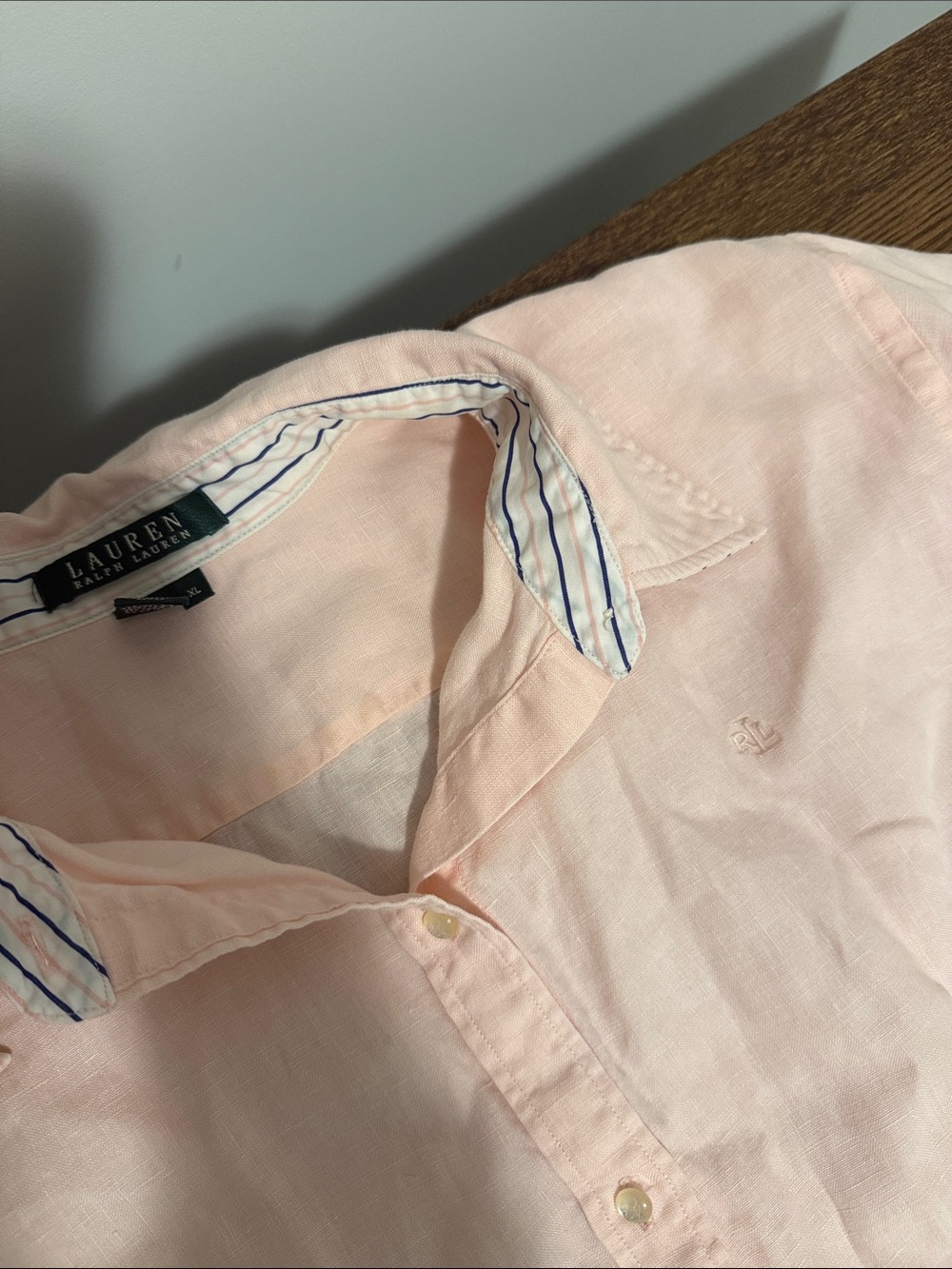 Woman’s Lauren Ralph Lauren Pale Pink Linen Button-Down Shirt
